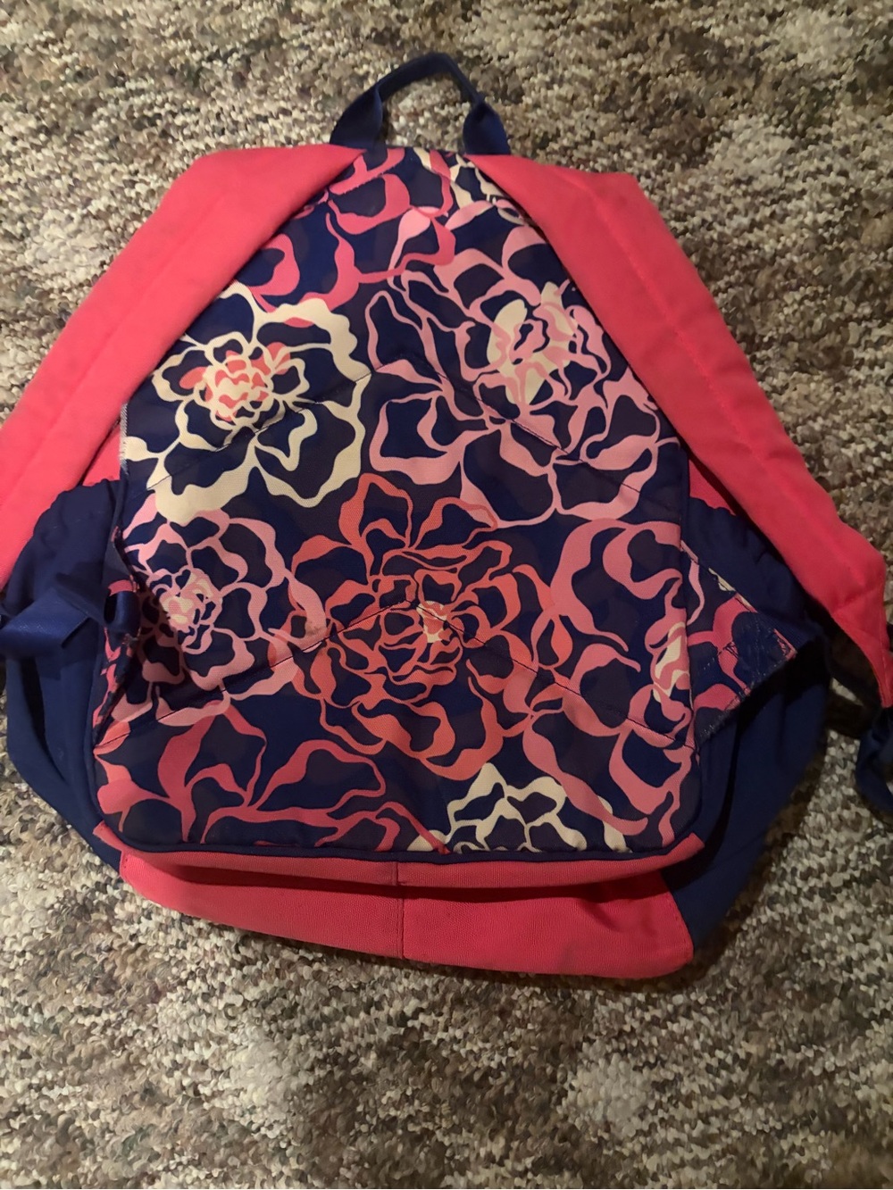 Vera Bradley Navy Floral Backpack with Pink and Cream Accents